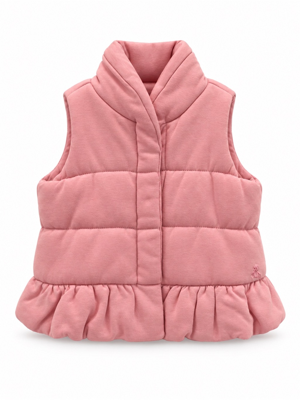 GAP Pink Quilted Ruffle Puffer Vest